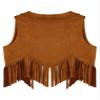renvena Suede Cowgirl Vest for Kids Girls Halloween Lapel Sleeveless Open Front Fringe Suit Vest Brown 10 Years view 4