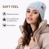 OZERO Knit Hats for Women,Slouchy Cute Knit Polar Fleece Lined Warm Cap Womens Beanie-Blue view 2