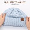 OZERO Knit Hats for Women,Slouchy Cute Knit Polar Fleece Lined Warm Cap Womens Beanie-Blue view 4