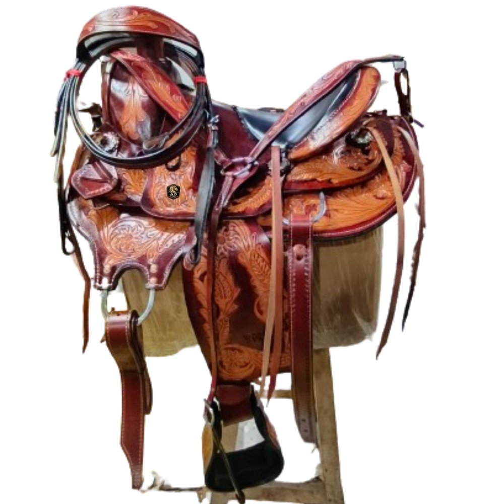 AD Saddlery Wade Tree A Fork Roping Ranch Work Leather Premium Western Horse Saddles for Horses Handmade Equestrian Trail Horse Saddle Tack Size: 10"-18" inches Seat WADE48 (18" inches Seat)