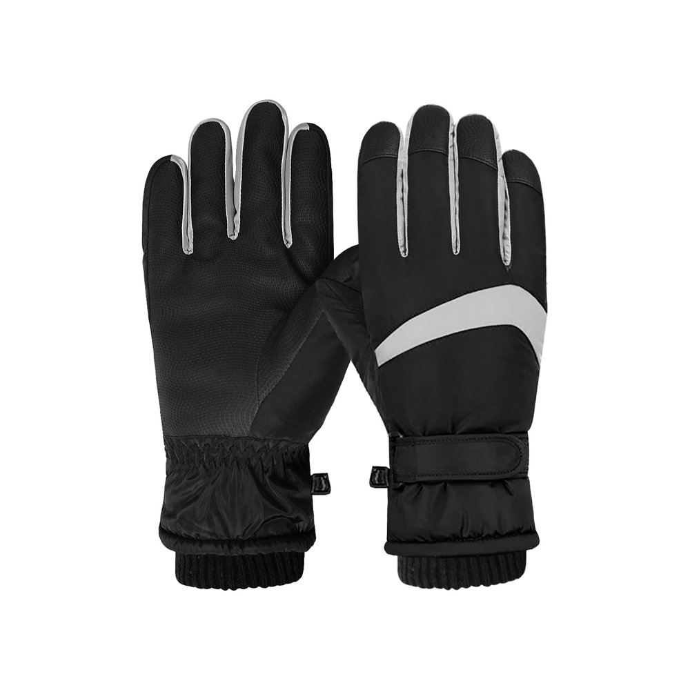 Feelorna Women Ski Gloves, Windproof Thermal Touchscreen Gloves Waterproof Winter Warm Snow Glove for Skiing Cycling Outdoor Sports (Black Gray)