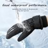 Feelorna Women Ski Gloves, Windproof Thermal Touchscreen Gloves Waterproof Winter Warm Snow Glove for Skiing Cycling Outdoor Sports (Black Gray) view 4