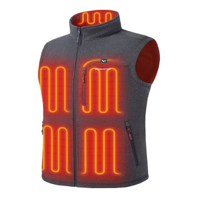 Venustas Men's Heated Fleece Vest with 6 Heating Zones, Lightweight Recycled Electric Fleece Vest
