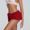 MOBJVIY Women Lace Layered Micro Shorts Cotton Soft Y2k Cute Fairy Pajamas Bottoms Low Rise Bloomers Panties (Red, M) view 2
