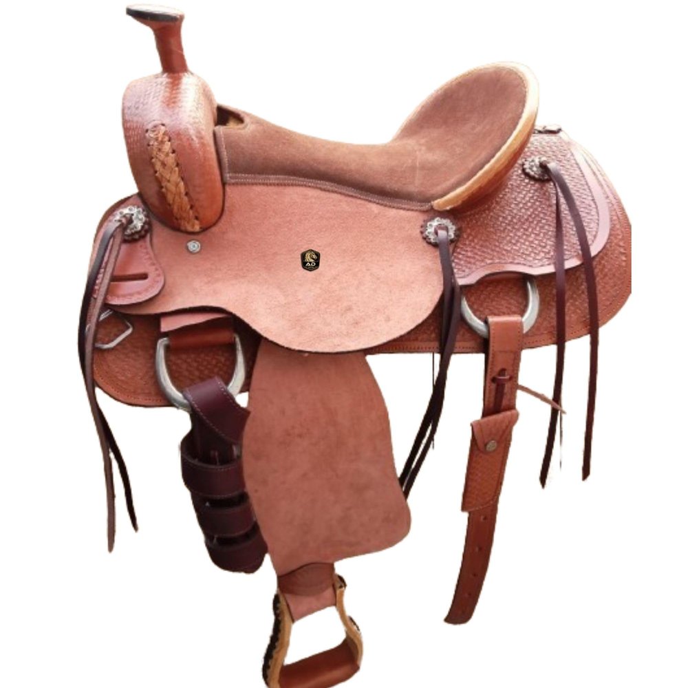 AD Saddlery Wade Tree A Fork Roping Ranch Work Leather Premium Western Horse Saddles for Horses Handmade Equestrian Trail Horse Saddle Tack Size: 10"-18" inches Seat WADE52 (18" inches Seat)