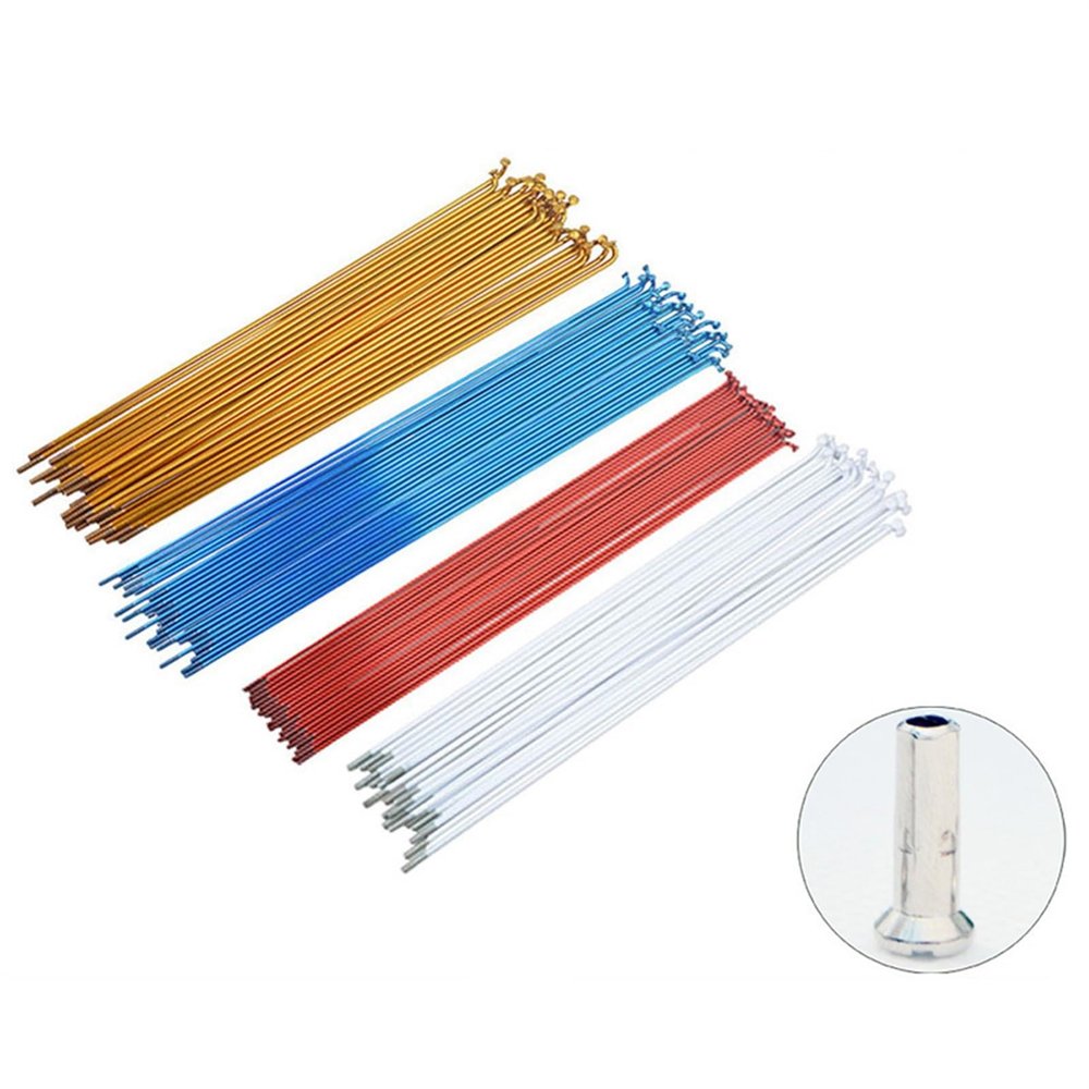 10PCS 186/188/259/261mm Blue/Gold/red/White Fit for Bicycle Mountain Bike 14G Spokes 20/24/26/29 Inch Bike Spoke with Nipples(233mm White)