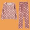Womens Polka Dot Print Pajama Sets,Long Sleeves Round Neck Sleepwear+Soft Long Pants Cute Sexy Loungewear (Pink, XL) view 2