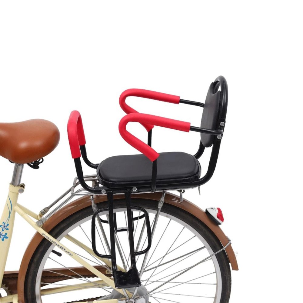 Rear Child Bike Seat, Children Bicycle Carrier Back Mount Kid's Bike Chair with Back Rest, Armrest and Foot Pedals for Adult Bike, Safety and Removable