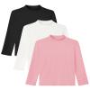 Auranso 3 Pack Boys Girls Turtleneck Kids Long Sleeve Shirts Solid Warm Unisex Turtle Neck Top Black White Pink 11-12 Years view 1