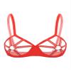 Fldy Womans See Through Strappy Cups Open Nipples Push Up Bra Underwired Hollow Out Crop Top Bustier Red Medium view 1