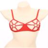 Fldy Womans See Through Strappy Cups Open Nipples Push Up Bra Underwired Hollow Out Crop Top Bustier Red Medium view 2