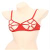 Fldy Womans See Through Strappy Cups Open Nipples Push Up Bra Underwired Hollow Out Crop Top Bustier Red Medium view 3