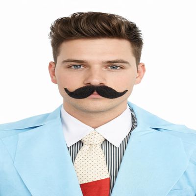 BC GOODS BY Black Cosplay Moustache Set for Men Hook Style Facial Hair, Flame-retardant Synthetic Fiber