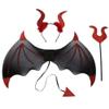 Vobumix Halloween Devil Costume Devil Wings with Tail Horn Headband and Fork Carnival Accessories for Halloween Cosplay Fancy Dress view 1