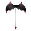 Vobumix Halloween Devil Costume Devil Wings with Tail Horn Headband and Fork Carnival Accessories for Halloween Cosplay Fancy Dress view 2