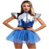 Jhaoyu Womens Adult Space Alien Costume Space Fighter Outfit Metallic Jumpsuits Halloween Dress Up Blue 3X-Large view 2