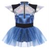 Jhaoyu Womens Adult Space Alien Costume Space Fighter Outfit Metallic Jumpsuits Halloween Dress Up Blue 3X-Large view 4