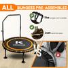 K KENSONE 40" Foldable Rebounder Trampoline for Adults with Bungee, 450 LBS Quiet Indoor Mini Trampoline for Adults Fitness with Adjustable U-Shaped Handle Bar for Gym Workout, Home Exercise, Orange view 3