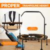 K KENSONE 40" Foldable Rebounder Trampoline for Adults with Bungee, 450 LBS Quiet Indoor Mini Trampoline for Adults Fitness with Adjustable U-Shaped Handle Bar for Gym Workout, Home Exercise, Orange view 4