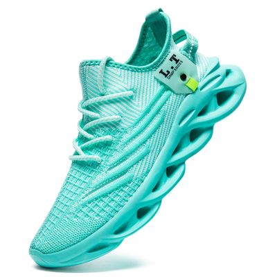 DLWKIPV Men's Lightweight Breathable Fashion Sneakers, Non-Slip Workout Gym Shoes for Running, Light Green, Size US 8