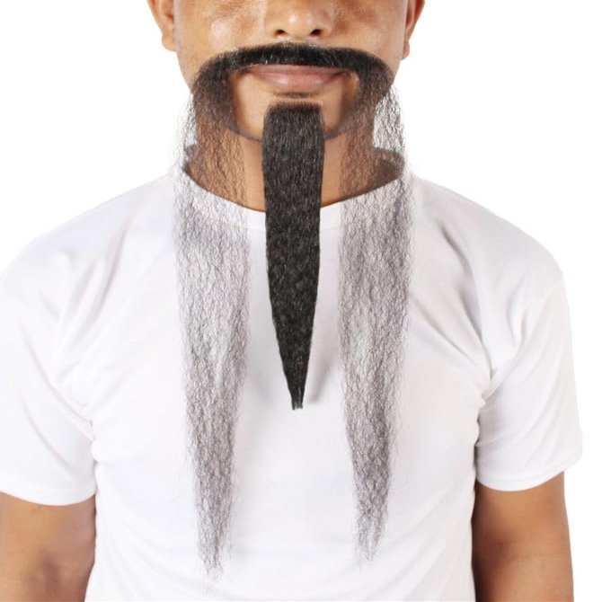 BC GOODS BY Chinese Dynasty Beard Extended Black Mustache Perfect for Cosplay Events, Flame-Retardant Synthetic Fiber