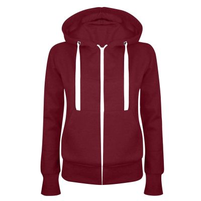 FOCLMP Women 2024 Zip Up Trendy Hoodies Lightweight Sweatshirts Jackets Drawstring Hooded Sweatshirt Casual Fashion Clothes womens fall outfits Wine L