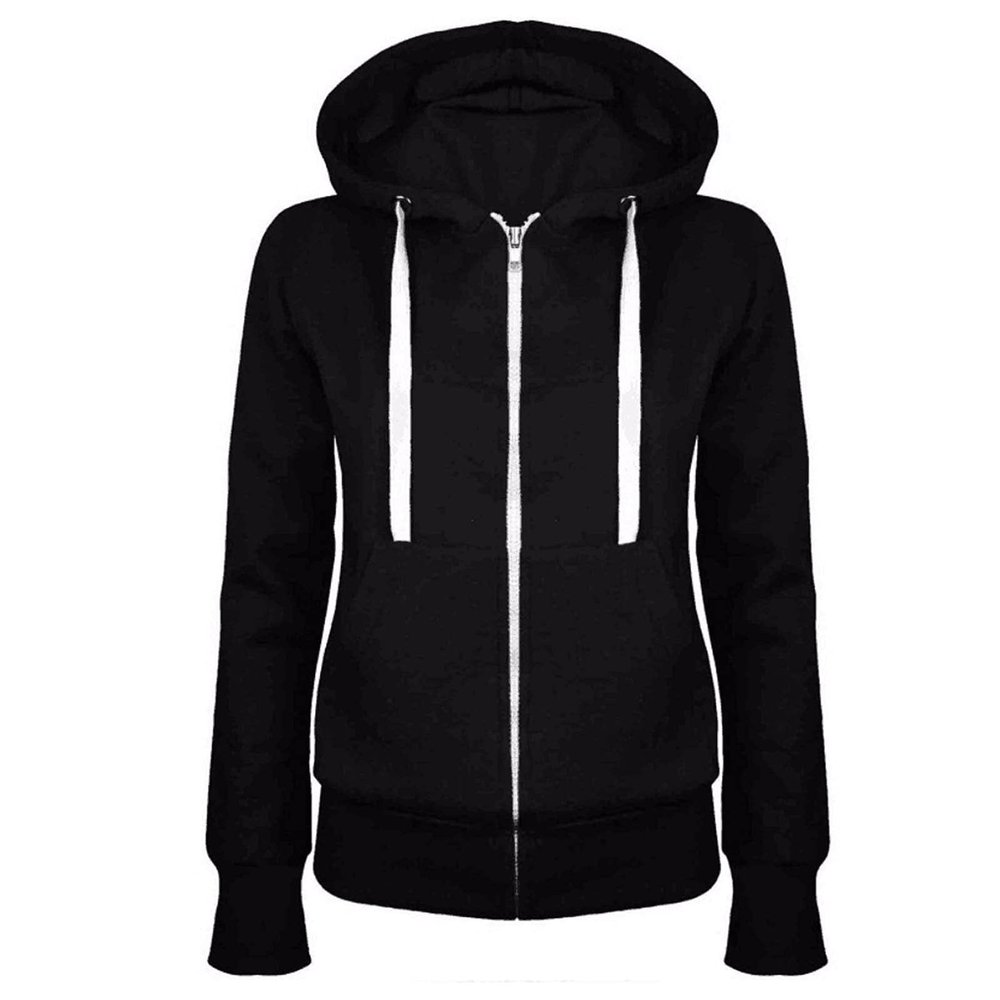 FOCLMP Women 2024 Zip Up Trendy Hoodies Lightweight Sweatshirts Jackets Drawstring Hooded Sweatshirt Casual Fashion Clothes back to school clothes women Black 2x