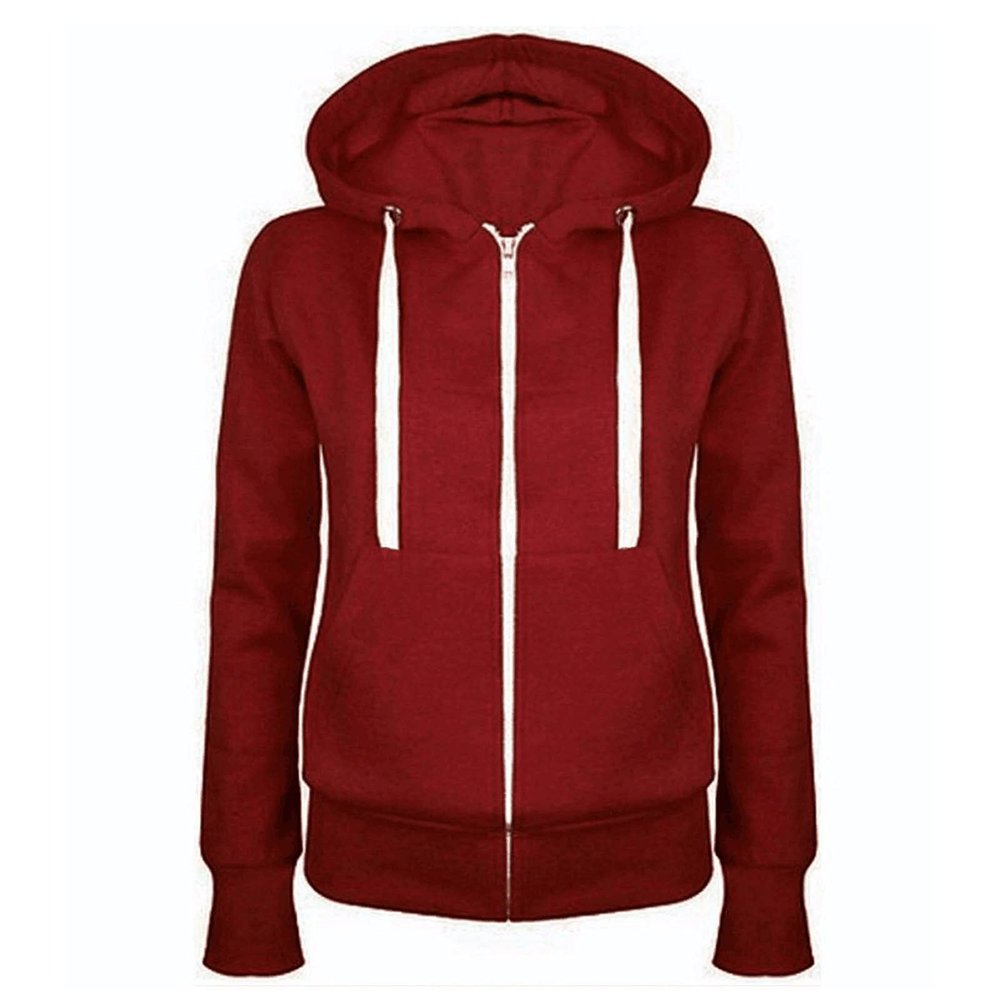 FOCLMP Women 2024 Zip Up Trendy Hoodies Lightweight Sweatshirts Jackets Drawstring Hooded Sweatshirt Casual Fashion Clothes sweatshirts y2k Red S