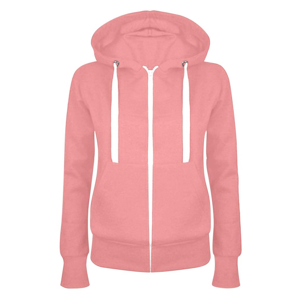 FOCLMP Women 2024 Zip Up Trendy Hoodies Lightweight Sweatshirts Jackets Drawstring Hooded Sweatshirt Casual Fashion Clothes vintage hoodie Pink M