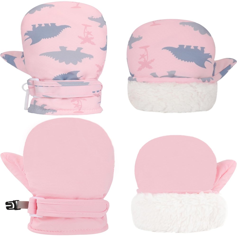 YMYDYFC Toddler Mittens Baby Waterproof Gloves Toddler Snow Gloves Kids Winter Mitten For Boy Girl Kids Ski Mitten Pure Pink & E1307 Pink S(1-2 Years)
