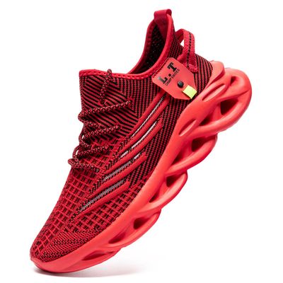 DLWKIPV Men Running Shoes Men's Tennis Shoes Lightweight Breathable Fashion Sneakers Non Slip Workout Gym Shoes for Running Red Size US 12