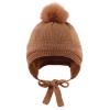 Basic Winter Baby Beanie Gloves Boys Girls Knitted Hat Pompom Kids Earflap Hats Warm Infant Toddler Beanie Mittens Set (6-24 Months, Walnut(Hat+Gloves)) view 2