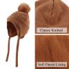 Basic Winter Baby Beanie Gloves Boys Girls Knitted Hat Pompom Kids Earflap Hats Warm Infant Toddler Beanie Mittens Set (6-24 Months, Walnut(Hat+Gloves)) view 3