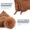 Basic Winter Baby Beanie Gloves Boys Girls Knitted Hat Pompom Kids Earflap Hats Warm Infant Toddler Beanie Mittens Set (6-24 Months, Walnut(Hat+Gloves)) view 4