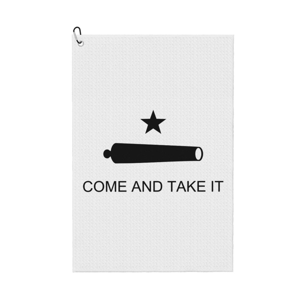 ASEDFGT Texas Flag Come and Take It Golf Towel 16 x 24 Inch Golf Towels for Golf Bags Polyester Golf Towel with Carabiner Clip Men and Women Golf Accessories