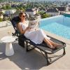 ABORON 3-in-1 Folding Patio Lounge Chair, 440LB Heavy-Duty Tri-Fold Guest Bed with Plush Cotton Cushion, No Assembly Adjustable Recliner for Office Nap, Patio Sunbathing, Poolside & Camping view 2