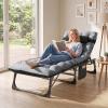 ABORON 3-in-1 Folding Patio Lounge Chair, 440LB Heavy-Duty Tri-Fold Guest Bed with Plush Cotton Cushion, No Assembly Adjustable Recliner for Office Nap, Patio Sunbathing, Poolside & Camping view 4