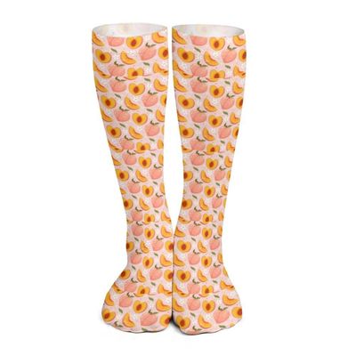 GoasNei Cute Peach Pattern Socks Sport Socks for Women Men Breathable Long Socks for Running Athletic Travel