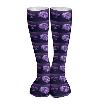 GoasNei Brain Injury Awareness Month Socks Sport Socks for Women Men Breathable Long Socks for Running Athletic Travel