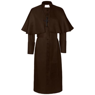 Unisex Clergy Robe Adult Priest Costume Monk Wizard Exorcist Costume Renaissance Cosplay Halloween Outfit Coffee