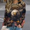 American Bald Eagle Flag Women's Round Neck Sweatshirt Printed Long Sleeve Pullover Tops L view 2