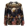 American Bald Eagle Flag Women's Round Neck Sweatshirt Printed Long Sleeve Pullover Tops L view 4