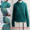 Angora Cashmere Blend Loose Warm Sweater Casual Thick Fleece Turtleneck Sweater Solid Color Crewneck Knit Pullover Sweater (Purple, One Size) view 3