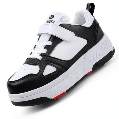 LIULIWEIFA Roller Skate Shoes for Kids Boys Girls with 4-Wheels Unisex Retractable Skating Shoes Wheels Sneakers Fashion Roller Wheeled for Adolescents Park Sports Walking,116 Black,1.5