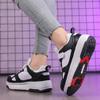 LIULIWEIFA Roller Skate Shoes for Kids Boys Girls with 4-Wheels Unisex Retractable Skating Shoes Wheels Sneakers Fashion Roller Wheeled for Adolescents Park Sports Walking,116 Black,1.5 view 4