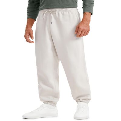 CRZ YOGA Cotton Fleece Lined Relaxed Sweatpants for Men 32" - Loose Lounge Casual Bottom Sweat Pants with Zipper Pocket Milky White (Bone) Medium