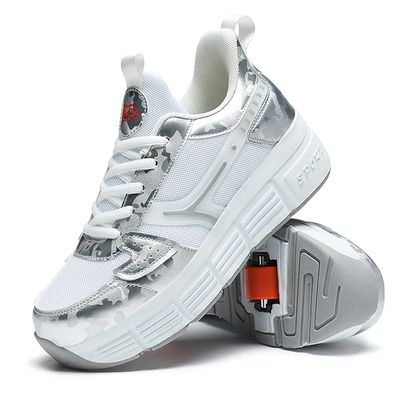 LIULIWEIFA Roller Skate Shoes for Kids Boys Girls with 4-Wheels Unisex Retractable Skating Shoes Wheels Sneakers Fashion Roller Wheeled for Adolescents Park Sports Walking,815 red,1.5