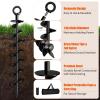 Ground Anchor Screw in, 4 Pack Spiral Trampoline Anchors with Nut and Tool Swing Set Anchors Tent Stakes High Wind Heavy Duty for Sheds, Carports, Mobile Home Black view 3