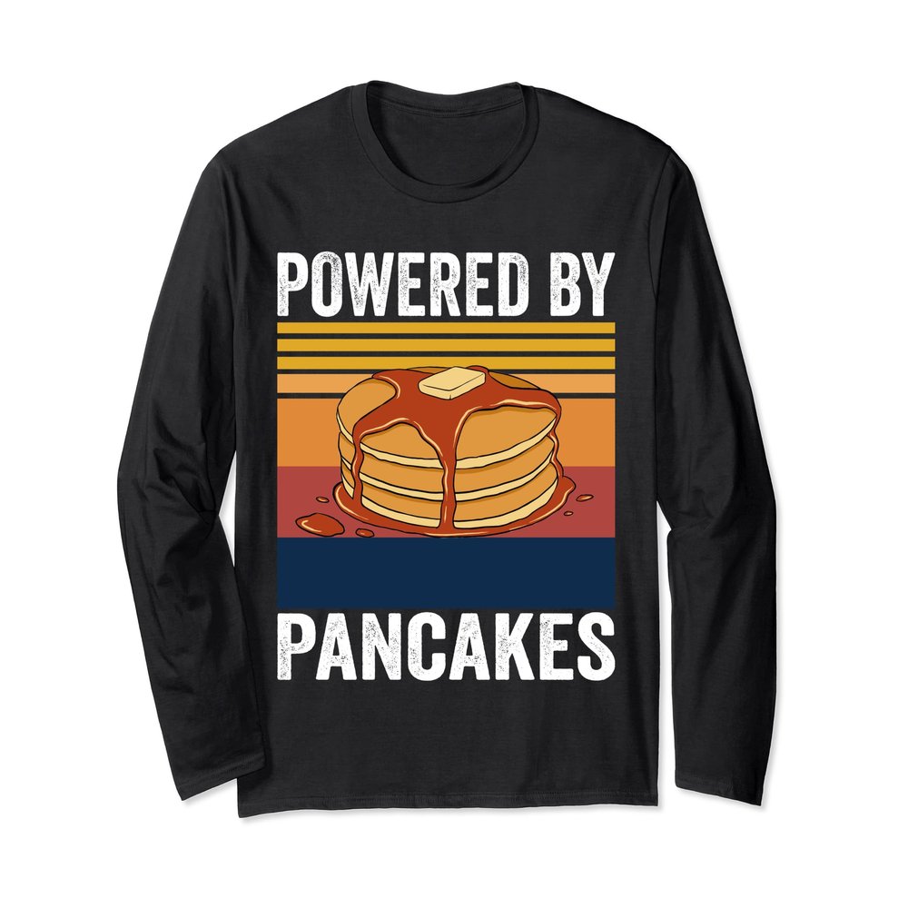 Powered by Pancakes Funny Thanksgiving foods Friendsgiving Long Sleeve T-Shirt