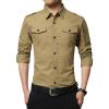 Men's Long Sleeve Classic Shirt Casual Cotton Button Up Shirts Spread Collar Beach Shirts with Pockets (6X-Large,Khaki) view 1